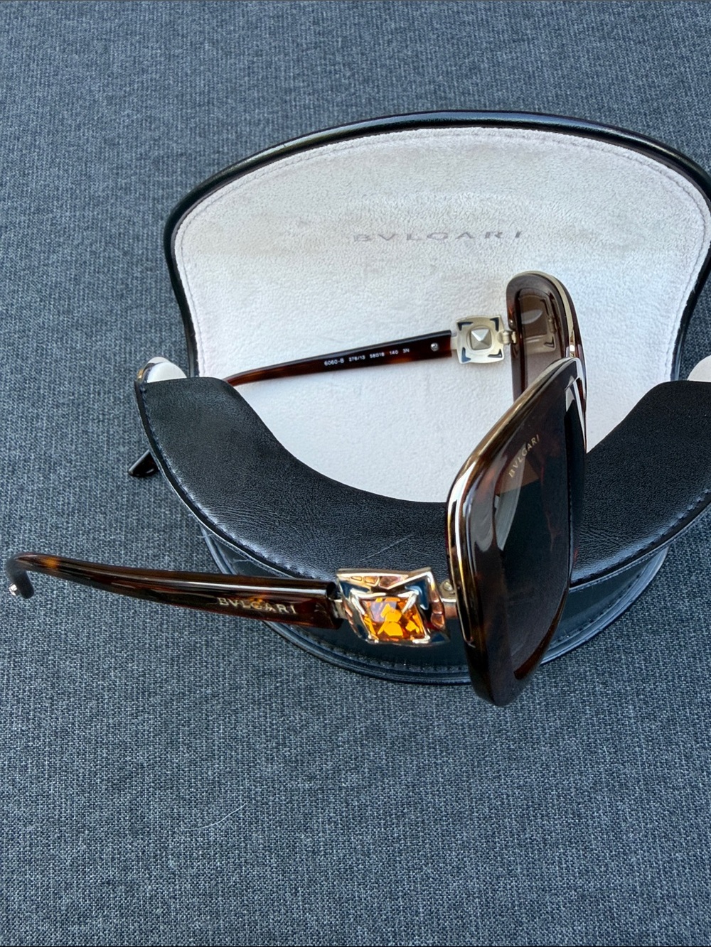RARE⭐️LN Vintage Bvlgari Butterfly Amber Swarovski Tortoise Sunglasses #6060- B